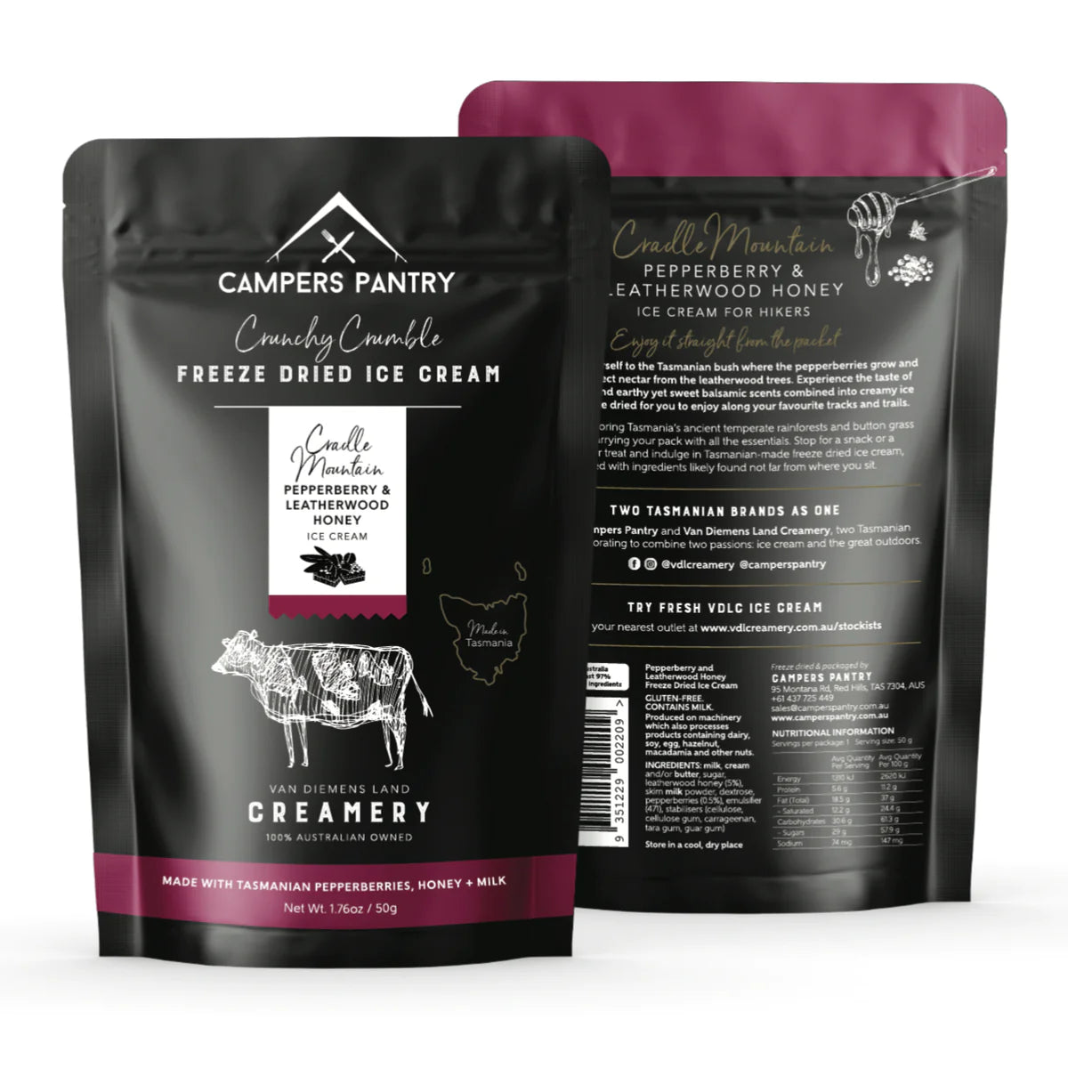 Campers Pantry Freeze Dried Ice Cream - Pepperberry & Leatherwood Honey